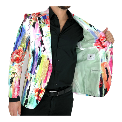 MARCO MILANO Marynarka męska M13 kolorowa w pasy, kwiatki wesoła | Sklep GriShop.eu | Marynarki