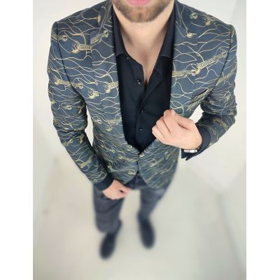 GIOVANNI PERA Marynarka męska D802 muzyczna, grafitowa, imprezowa, gitary, casual | Sklep GriShop.eu | Strona główna