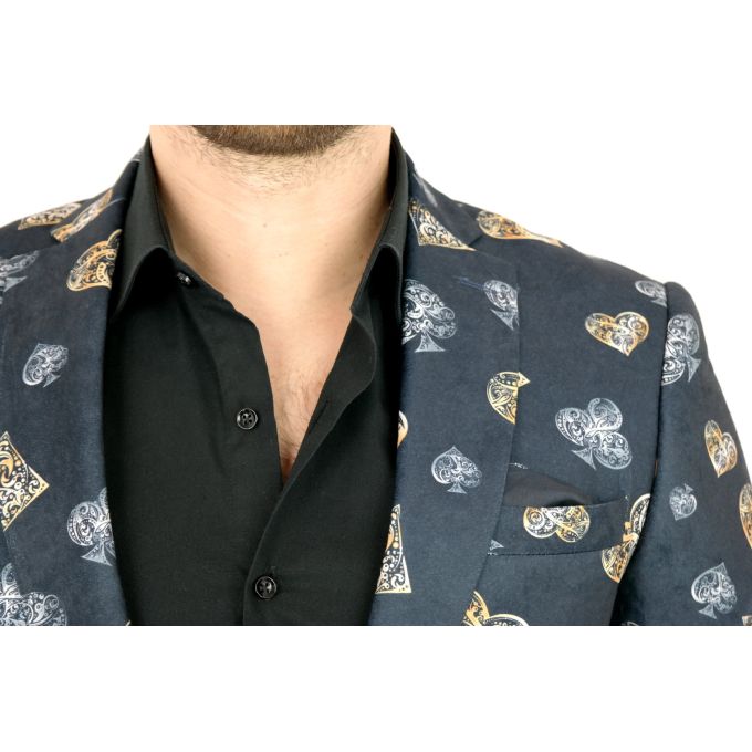 GIOVANNI PERA Marynarka męska D806 imprezowa, gra, poker, karty, casual, granatowa,srebrna, złota | Sklep GriShop.eu | Strona gł