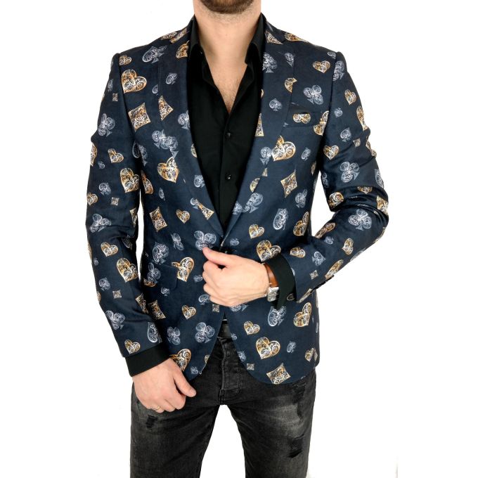 GIOVANNI PERA Marynarka męska D806 imprezowa, gra, poker, karty, casual, granatowa,srebrna, złota | Sklep GriShop.eu | Strona gł