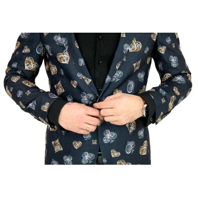 GIOVANNI PERA Marynarka męska D806 imprezowa, gra, poker, karty, casual, granatowa,srebrna, złota | Sklep GriShop.eu | Strona gł