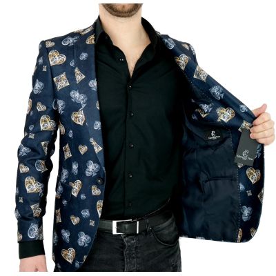 GIOVANNI PERA Marynarka męska D806 imprezowa, gra, poker, karty, casual, granatowa,srebrna, złota | Sklep GriShop.eu | Strona gł