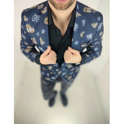 GIOVANNI PERA Marynarka męska D806 imprezowa, gra, poker, karty, casual, granatowa,srebrna, złota | Sklep GriShop.eu | Strona gł