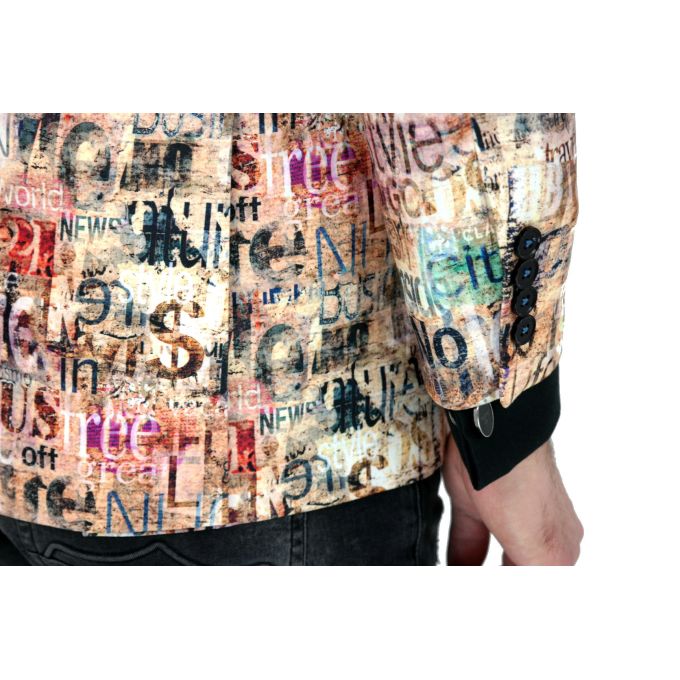 GIOVANNI PERA Marynarka męska D809 casual, beżowa, napisy, kolorowa | Sklep GriShop.eu | Marynarki