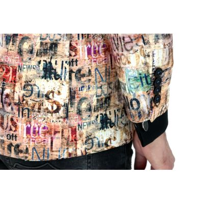 GIOVANNI PERA Marynarka męska D809 casual, beżowa, napisy, kolorowa | Sklep GriShop.eu | Marynarki