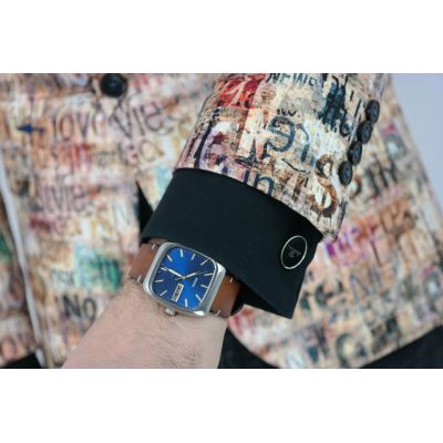 GIOVANNI PERA Marynarka męska D809 casual, beżowa, napisy, kolorowa | Sklep GriShop.eu | Marynarki