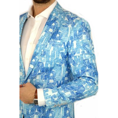 GIOVANNI PERA Marynarka męska D808 casual, napisy, paisley, niebieska | Sklep GriShop.eu | Strona główna