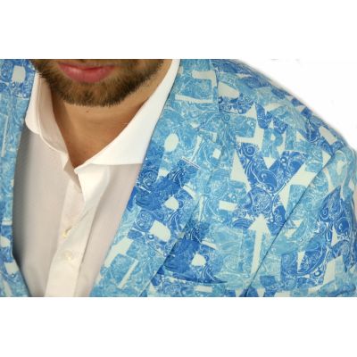 GIOVANNI PERA Marynarka męska D808 casual, napisy, paisley, niebieska | Sklep GriShop.eu | Strona główna