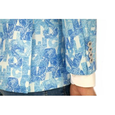 GIOVANNI PERA Marynarka męska D808 casual, napisy, paisley, niebieska | Sklep GriShop.eu | Strona główna