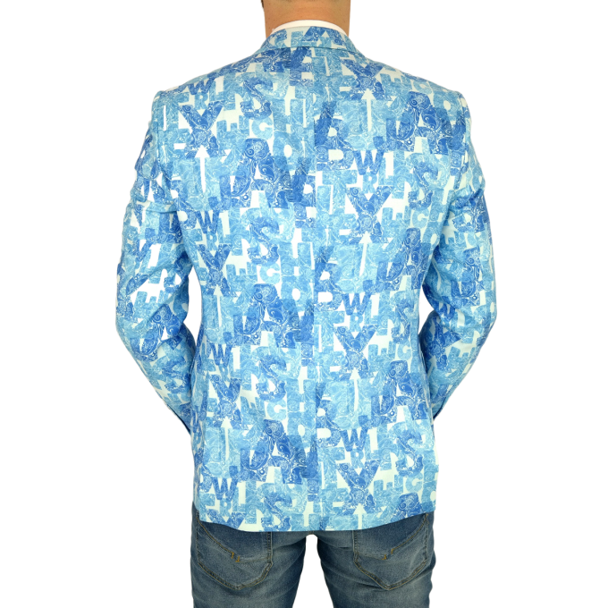 GIOVANNI PERA Marynarka męska D808 casual, napisy, paisley, niebieska | Sklep GriShop.eu | Strona główna