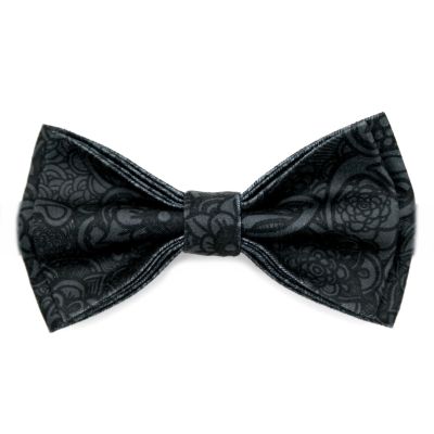 GIOVANNI PERA elegancka mucha muszka czarno szara, kwiaty D803 | Sklep GriShop.eu | Muszki