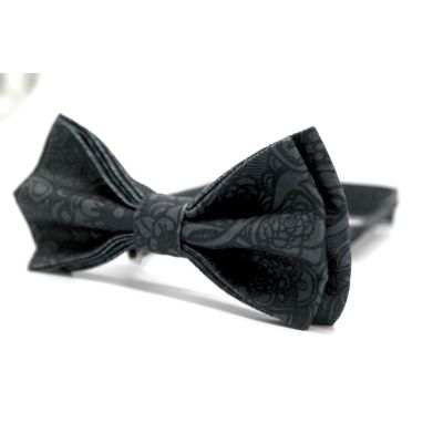 GIOVANNI PERA elegancka mucha muszka czarno szara, kwiaty D803 | Sklep GriShop.eu | Muszki