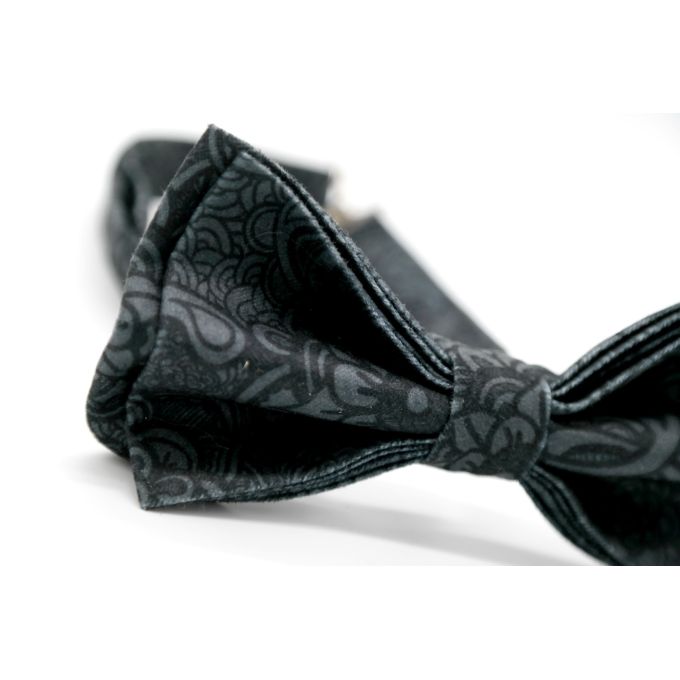 GIOVANNI PERA elegancka mucha muszka czarno szara, kwiaty D803 | Sklep GriShop.eu | Muszki
