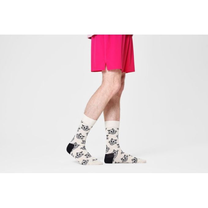 HAPPY SOCKS skarpetki CAT01-9100 biało czarne, koty | Sklep GriShop.eu | Strona główna