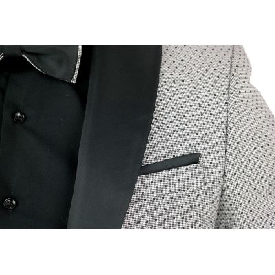 DUALL Garnitur męski z kamizelką i muchą A03 czarno szary, elegancki Pan Młody i nie tylko, ślubny | Sklep GriShop.eu | Garnitur