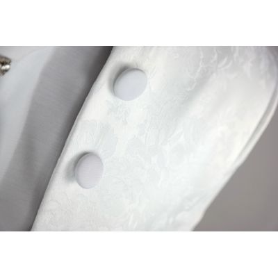 Garnitur męski z kamizelką i krawatem kwiaty róże biały, elegancki Pan Młody i nie tylko, ślubny | Sklep GriShop.eu | Garnitury