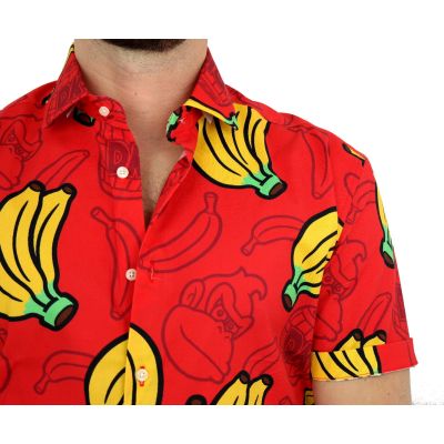 OPPOSUITS Koszula męska krótki rękaw, czerwona DONKEY KONG w banany | Sklep GriShop.eu | Koszule