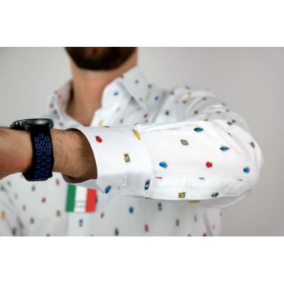 GUISEPPE LUIGI Koszula męska GL2 biała, robaczki, biedronki | Sklep GriShop.eu | Koszule