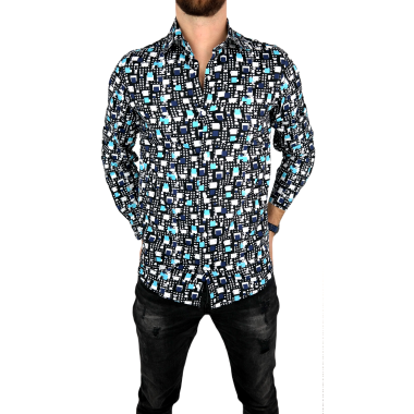 GUISEPPE LUIGI Koszula męska GL4 czarna, kwadraty kolorowe | Sklep GriShop.eu | Koszule 2