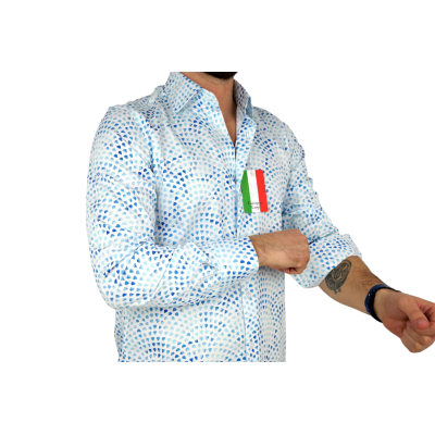 GUISEPPE LUIGI Koszula męska GL6 biała, niebieskie łezki | Sklep GriShop.eu | Koszule