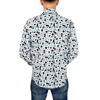 GUISEPPE LUIGI Koszula męska GL14 biała, kwadraty kolorowe | Sklep GriShop.eu | Koszule