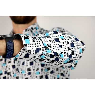 GUISEPPE LUIGI Koszula męska GL14 biała, kwadraty kolorowe | Sklep GriShop.eu | Koszule