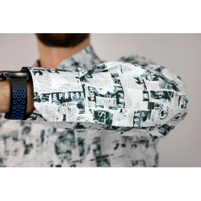 GUISEPPE LUIGI Koszula męska GL16 biała, gazeta | Sklep GriShop.eu | Koszule