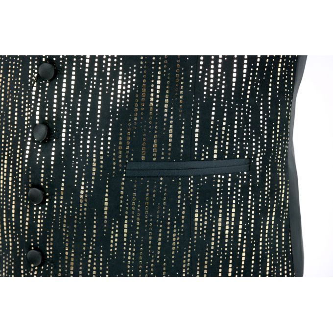 GIOVANNI PERA bezrękawnik, kamizelka męska czarna złota, kwadraciki ekskluzywna D42 imprezowa, sceniczna, połysk, blask | Sklep 