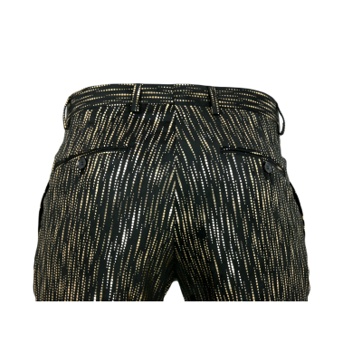 GIOVANNI PERA Spodnie męskie chinosy D42, czarne, złote, ekskluzywne, imprezowe, sceniczne, połysk, blask, kwadraciki | Sklep Gr