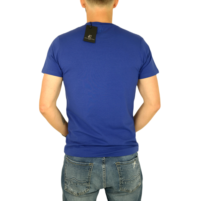 GIOVANNI PERA T-shirt męski niebieski okrągły TGP99 elastan, LIFE - napisy | Sklep GriShop.eu | Koszulki