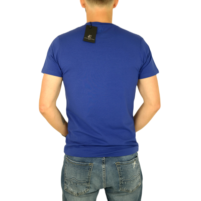 GIOVANNI PERA T-shirt męski niebieski okrągły TGP99 elastan, LIFE - napisy | Sklep GriShop.eu | Koszulki