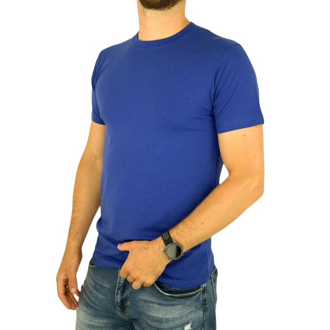 GIOVANNI PERA T-shirt męski niebieski okrągły TGP100 elastan, gładki | Sklep GriShop.eu | Koszulki