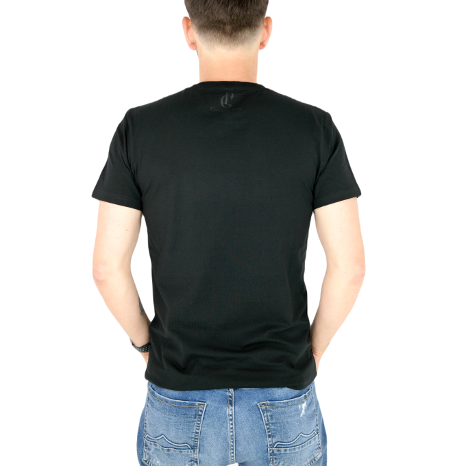 GIOVANNI PERA T-shirt męski czarny TGP107 w szpic, serek, elastan, logo | Sklep GriShop.eu | Koszulki