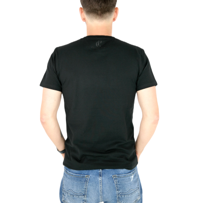 GIOVANNI PERA T-shirt męski czarny TGP109 w szpic, serek, elastan, LIFE - gitara | Sklep GriShop.eu | Koszulki