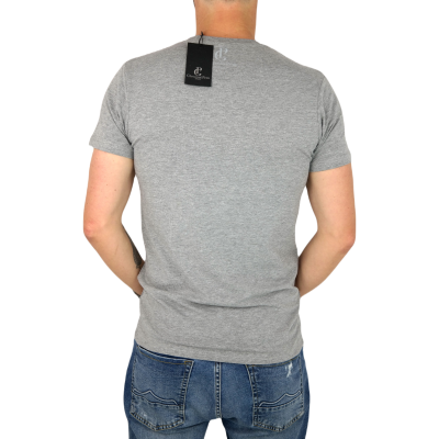 GIOVANNI PERA T-shirt męski szary TGP111 w szpic, serek , elastan, LIFE - gitara | Sklep GriShop.eu | Koszulki
