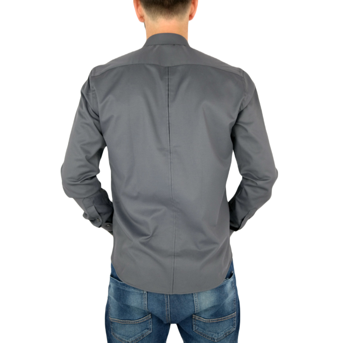 DANIEL BESSI Koszula męska fb004S szara, lycra | Sklep GriShop.eu | Koszule