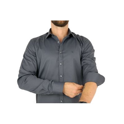 DANIEL BESSI Koszula męska fb004S szara, lycra | Sklep GriShop.eu | Koszule