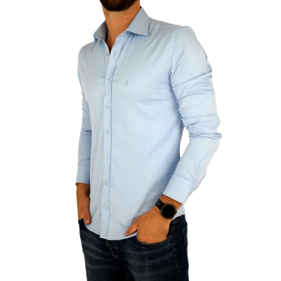 DANIEL BESSI Koszula męska fb010 błękitna, lycra | Sklep GriShop.eu | Koszule
