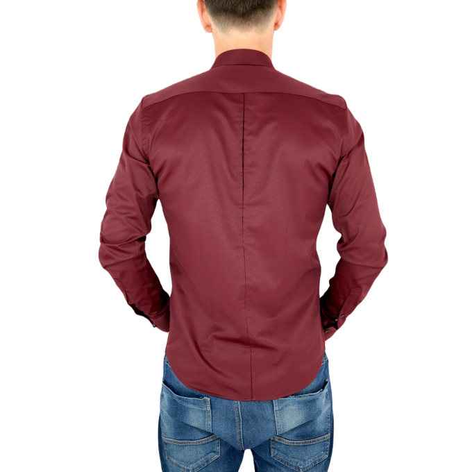 DANIEL BESSI Koszula męska fb004B bordowa, lycra | Sklep GriShop.eu | Koszule