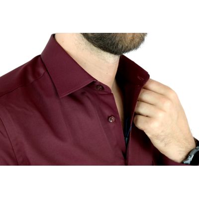 DANIEL BESSI Koszula męska fb004B bordowa, lycra | Sklep GriShop.eu | Koszule
