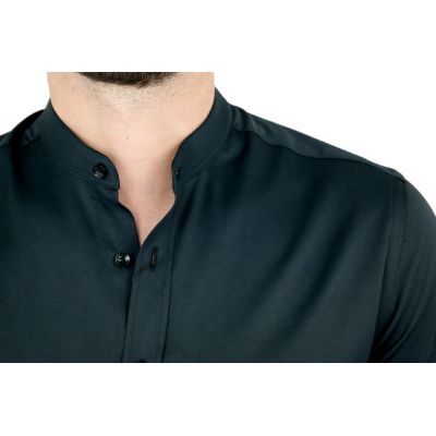 DANIEL BESSI Koszula męska fb026 czarna , stójka, lycra | Sklep GriShop.eu | Koszule