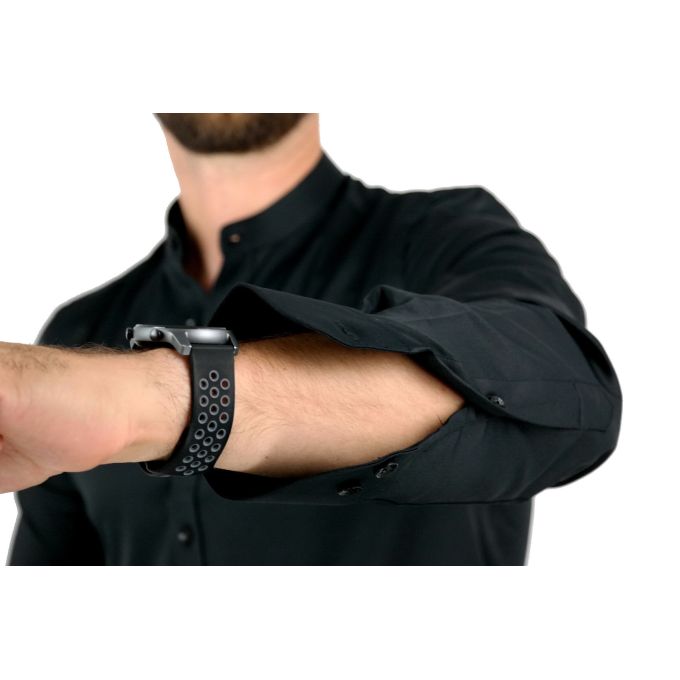 DANIEL BESSI Koszula męska fb026 czarna , stójka, lycra | Sklep GriShop.eu | Koszule