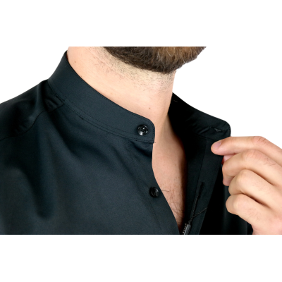 DANIEL BESSI Koszula męska fb026 czarna , stójka, lycra | Sklep GriShop.eu | Koszule