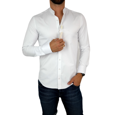 DANIEL BESSI Koszula męska fb024 biała , stójka, lycra | Sklep GriShop.eu | Koszule