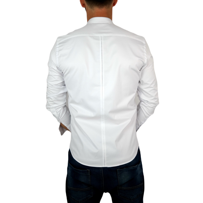 DANIEL BESSI Koszula męska fb024 biała , stójka, lycra | Sklep GriShop.eu | Koszule