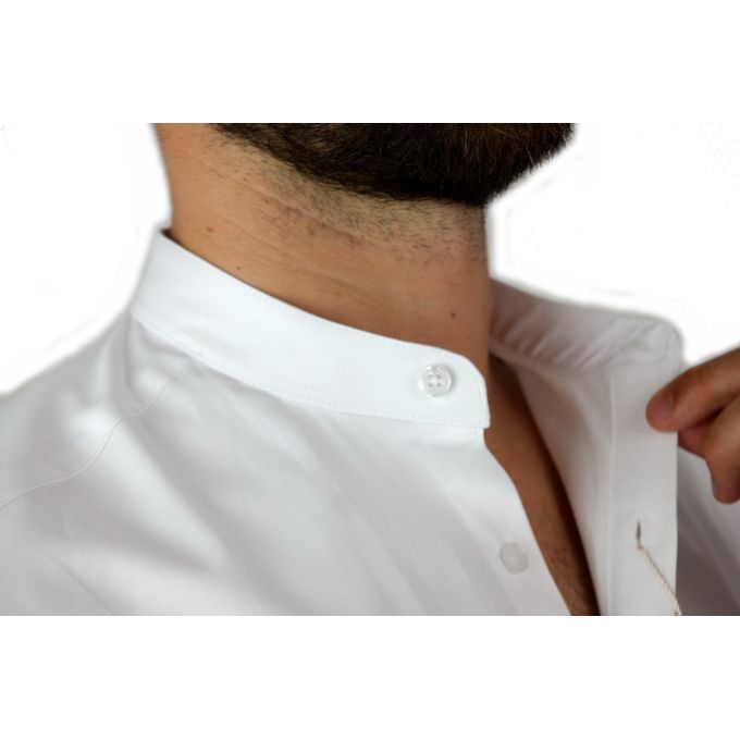 DANIEL BESSI Koszula męska fb024 biała , stójka, lycra | Sklep GriShop.eu | Koszule