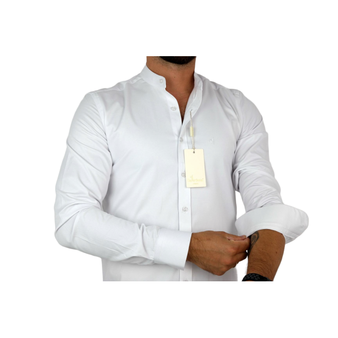 DANIEL BESSI Koszula męska fb024 biała , stójka, lycra | Sklep GriShop.eu | Koszule