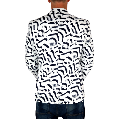 MARCO MILANO Marynarka męska C08 biała, granatowy pędzel, casual | Sklep GriShop.eu | Marynarki