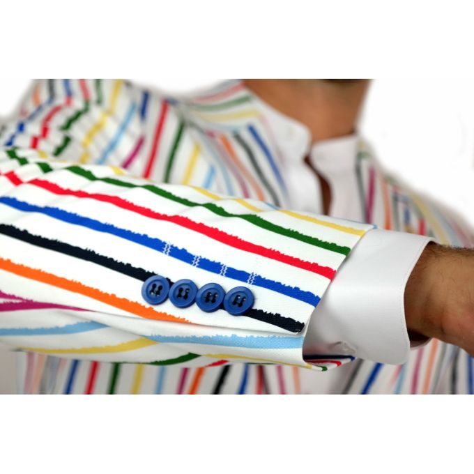 MARCO MILANO Marynarka męska C07 kolorowa, efektowna w paski, casual | Sklep GriShop.eu | Marynarki