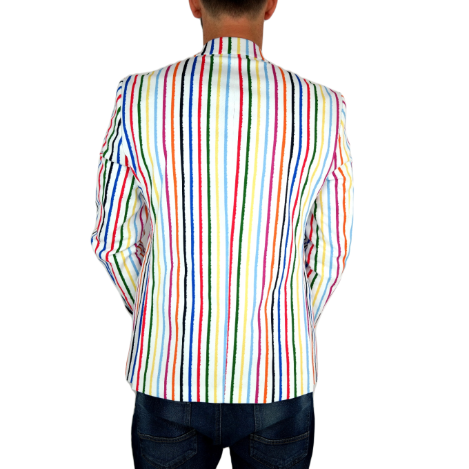 MARCO MILANO Marynarka męska C07 kolorowa, efektowna w paski, casual | Sklep GriShop.eu | Marynarki